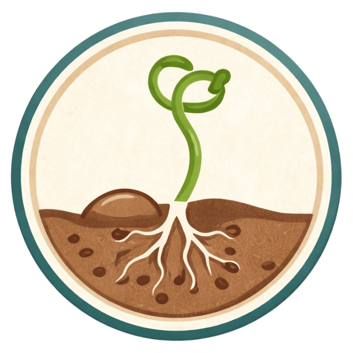 A seed cracking open with its first shoot