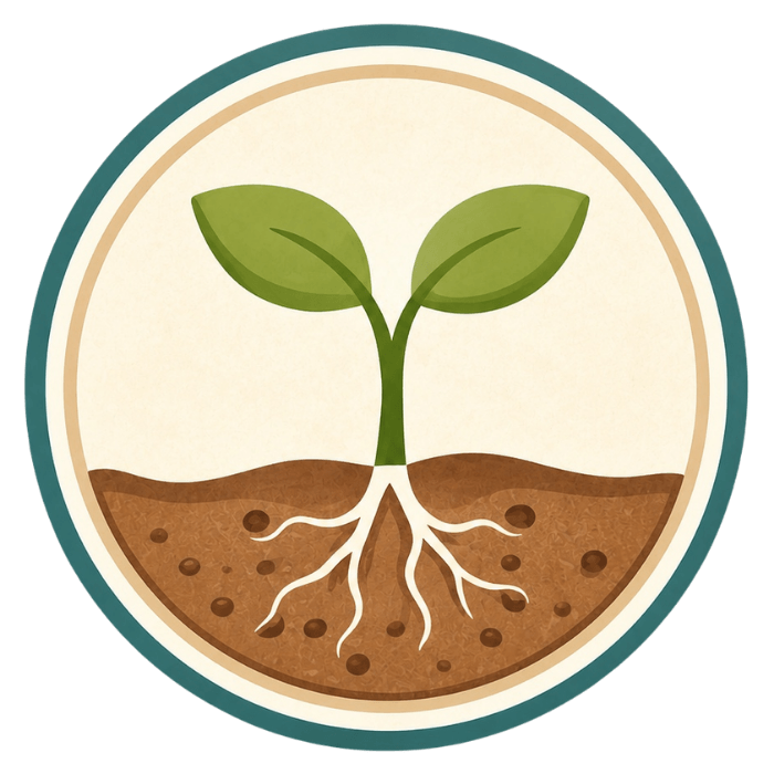 A young sprout with two leaves and new roots
