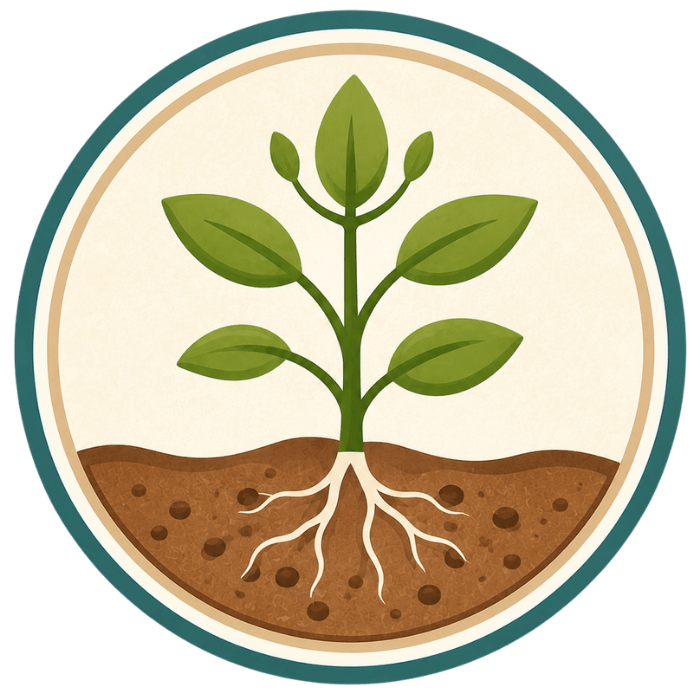 A grown plant with many leaves and deep root